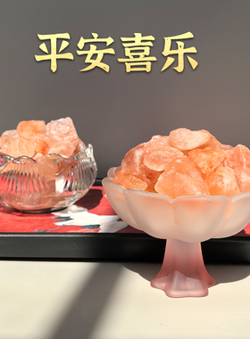 粗盐莲花杯礼佛海盐玫瑰盐摆件