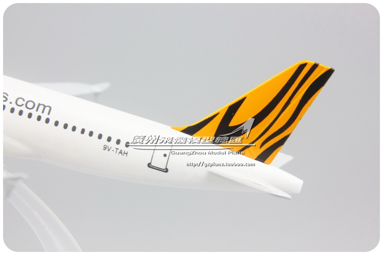新加坡 Tiger航空空客 A320合金客机仿真飞机模型 16cm-图1