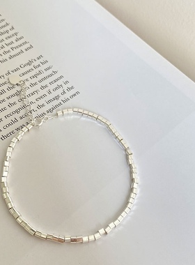 韩国小众s925纯银小方块设计感轻奢高级感碎银子手链送闺蜜礼物