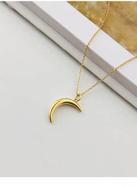 折-日韩s925纯银小众设计光面月亮项链时尚小清新月牙锁骨链