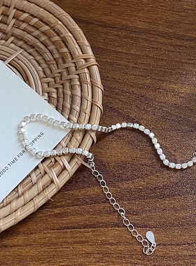 小众设计感手链s925纯银不规则切面碎银子石头手环轻奢闺蜜礼物