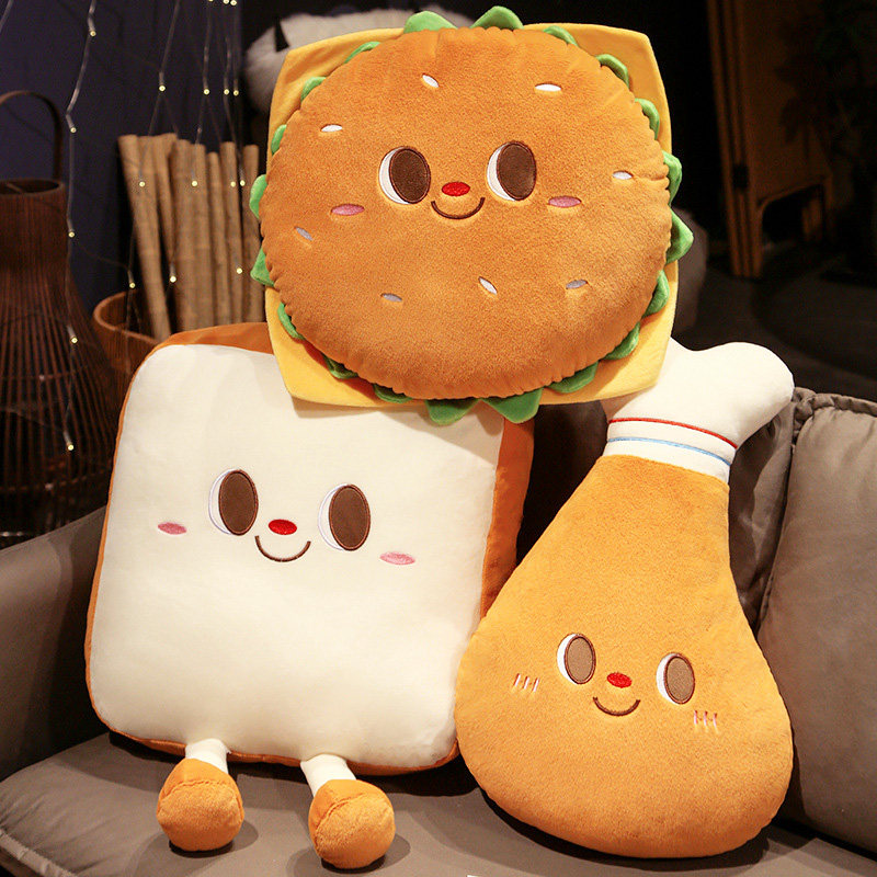 ins汉堡包吐司面包毛绒公仔玩偶吃货零食包睡觉抱枕男女生日礼物,淘宝优惠券,粉丝福利购,淘宝优惠卷