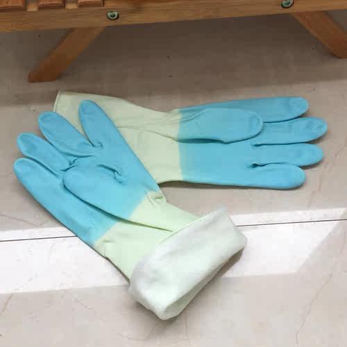 洗碗手套女家用厨房耐用型贴手防水胶皮手套刷碗做家务清洁洗衣服 - 图0