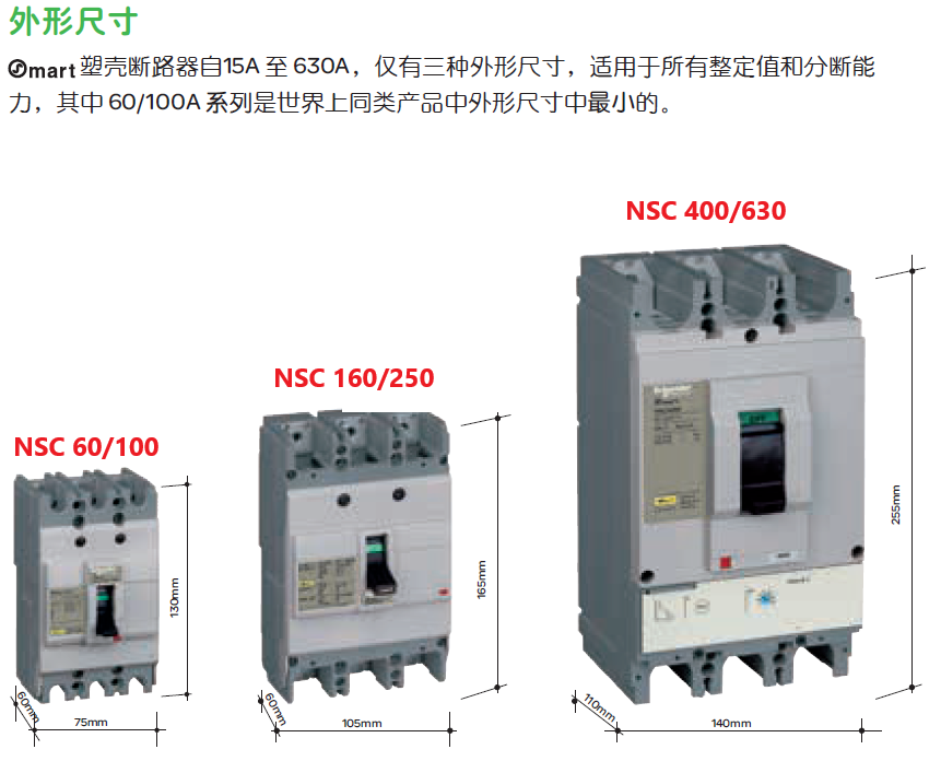 施耐德经济型NSC塑壳断路器空气开关3P100A160A200A250A400A600A - 图0