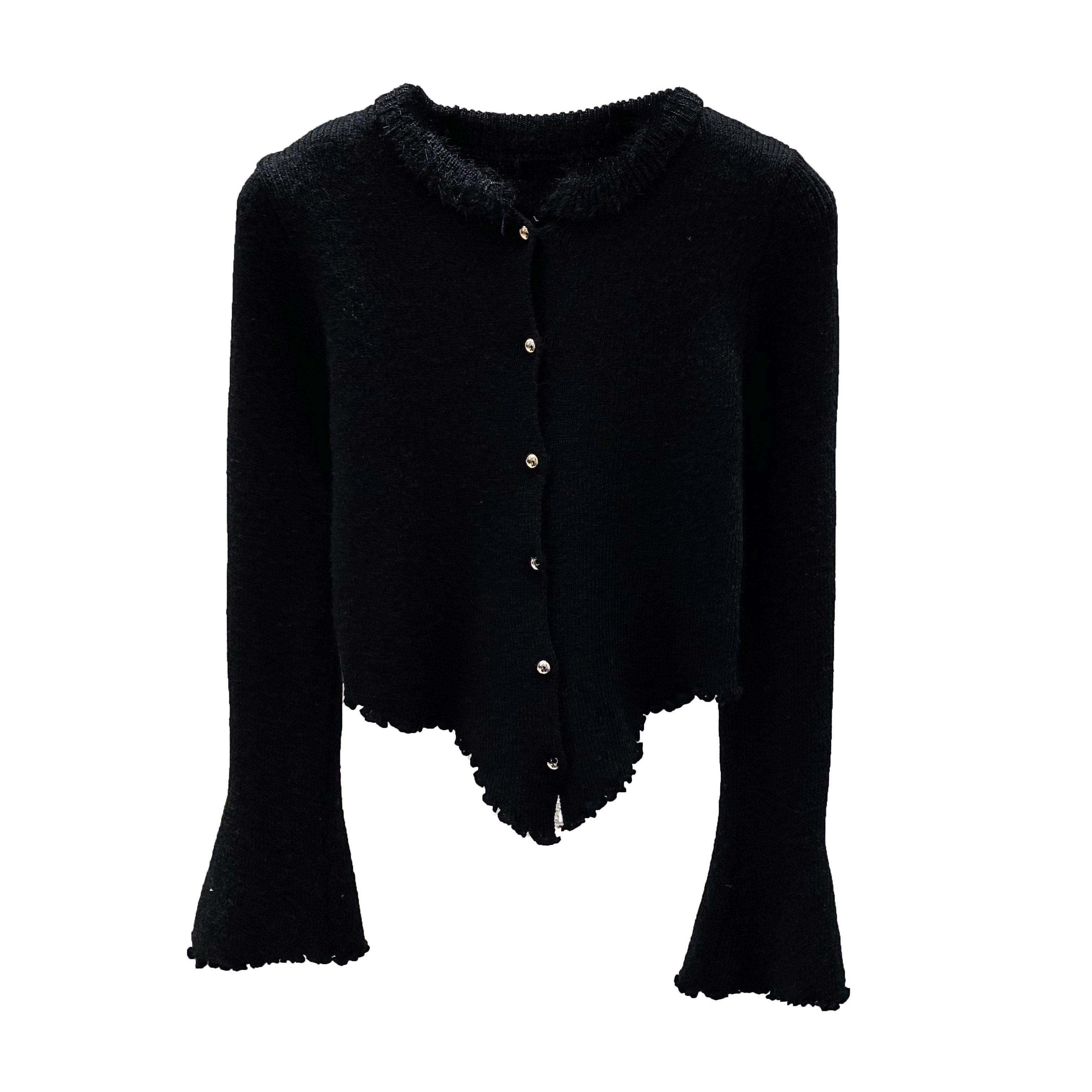 2023秋冬辣妹喇叭袖上衣女不规则针织衫设计感小众内搭毛衣打底衫,淘宝优惠券,粉丝福利购,淘宝优惠卷