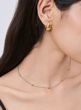 VOGUEWANG纯银双色爱心锁骨链