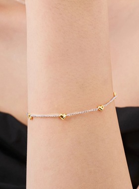 VOGUEWANG纯银INS双色爱心手链