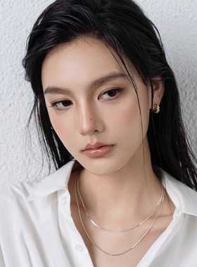 VOGUEWANG极细纯银镀18K金蛇骨链