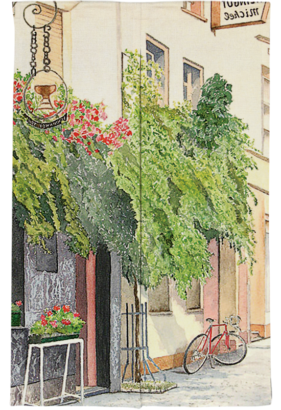 手绘水彩建筑厨房门帘卧室隔断帘玄关帘布帘挂帘柜子帘免打孔定制,淘宝优惠券,粉丝福利购,淘宝优惠卷