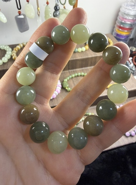 原创设计天然和田玉黄口料多宝卡12圆珠手串编号1095多样性发货