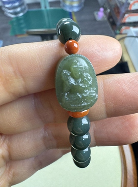 原创设计天然和田玉新疆青玉属马守护神手串编号2317多样性发货