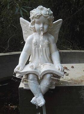 欧式风园林庭院小天使水景雕塑