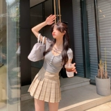 Летняя приталенная клетчатая юбка, сезон 2021, высокая талия, А-силуэт