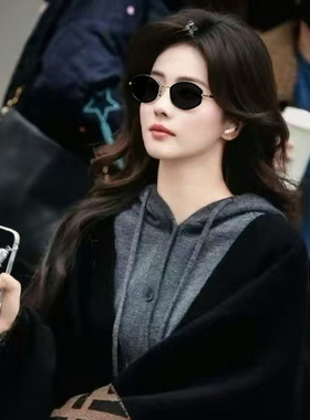 老钱风椭圆墨镜男女偏光防紫外线复古轻奢高级感显脸小太阳眼镜