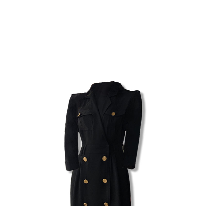 大码女装胖mm遮肚法式重工小众时髦炸街西装领连衣裙收腰显瘦长裙