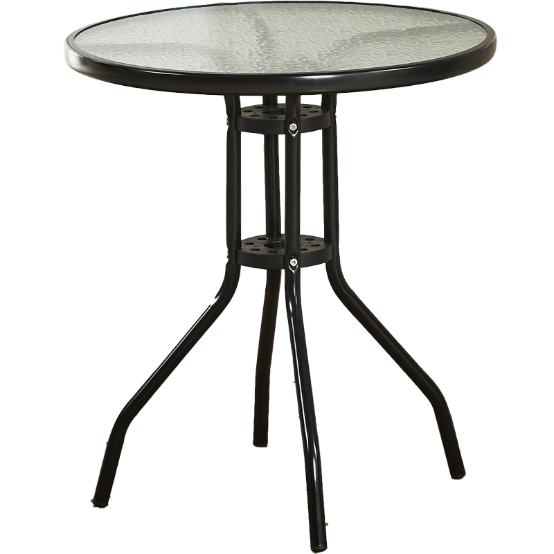 钢化玻璃圆桌洽谈桌椅组合户外小桌子现代简约铁艺餐桌休闲咖啡桌 - 图3
