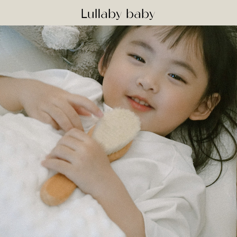 lullabybaby婴儿梳子手工羊毛刷去头垢软毛刷按摩新生儿洗澡洗头 - 图1