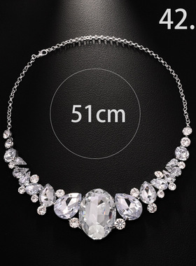 欧美时尚新款水滴宝石颈链个性夸张水钻项链气质配饰女necklace