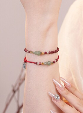 马年朱砂和田玉葫芦手串送女友