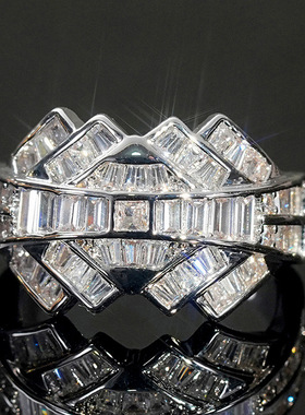 轻奢几何满钻女士戒指婚礼日常