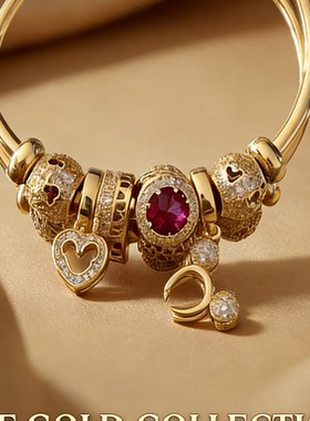 潘家新款DIY开口手镯女ins小众轻奢微镶仿红书宝石爱心送女友手链