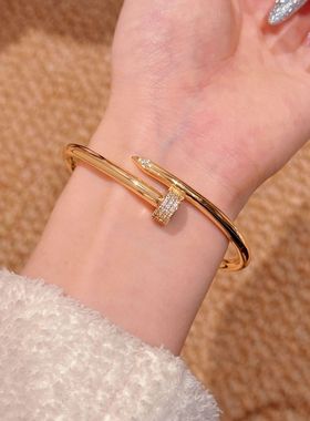 欧美简约手镯抖音热销时尚轻奢手环简约小众百搭亚马逊带钻手镯