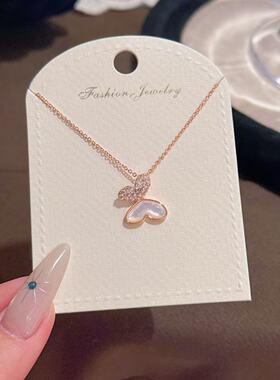 轻奢天然贝壳蝴蝶银色锁骨链