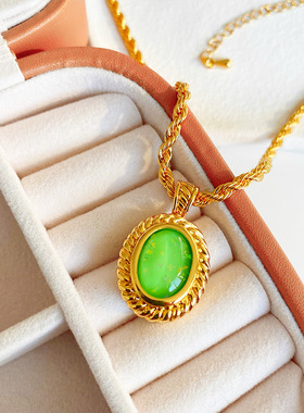 欧美复古简约波光粼粼宝石麻花项链女高级感法式轻奢百搭精致蛇链