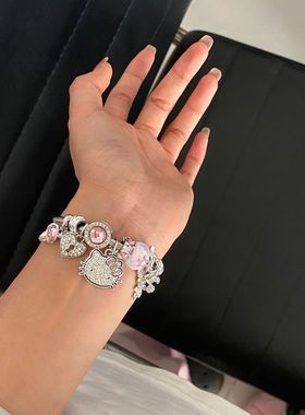 跨境时尚可爱三丽鸥手链女潘家可爱猫咪手镯串珠开口手镯吊坠饰品