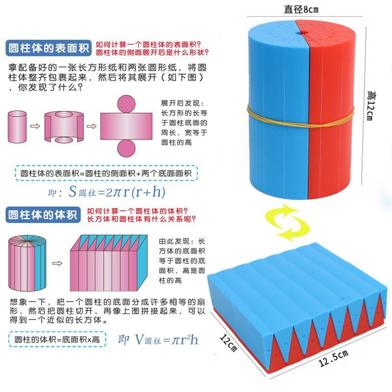 小学六年级圆柱圆锥教具圆柱体数学下册体积和表面积演示器学具 - 图0