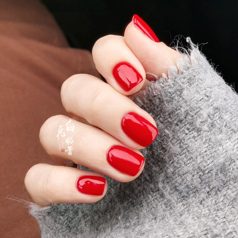 显白新年大红色TwoMoons指甲油水性免烤无味复古红深红酒红车厘子 - 图1