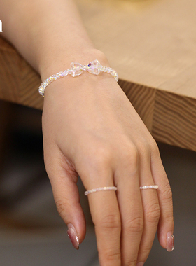 正品奥地利水晶手链女甜美蝴蝶结