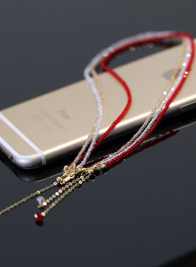 极细奥地利施家红水晶项链锁骨链