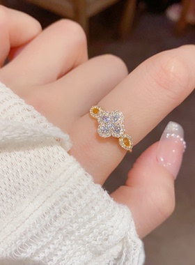 爆闪四叶草轻奢高级感戒指