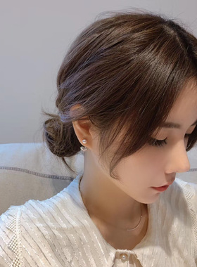 精致小巧珍珠闪亮爱心前后戴耳钉