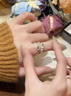 美拉德虎眼石高级感开口戒指