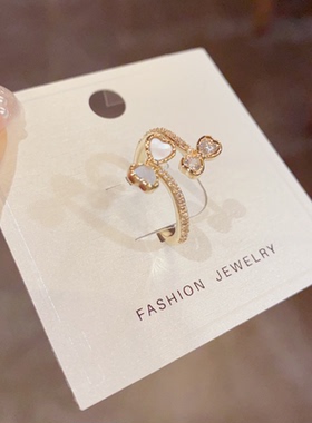 贝壳蝴蝶轻奢高级感开口戒指