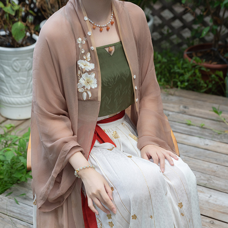 瞳莞原创汉服金樱子直领对襟直袖长衫吊带设计款夏季新品日常百搭,淘宝优惠券,粉丝福利购,淘宝优惠卷