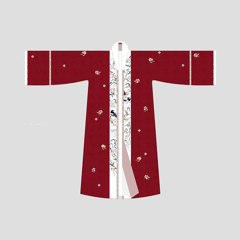 瞳莞原创汉服红梅煮雪2.0直领对襟长褙子秋冬保暖汉服百迭裙百搭,淘宝优惠券,粉丝福利购,淘宝优惠卷
