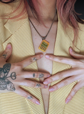 电子糖部项链亚克力钛钢中性风