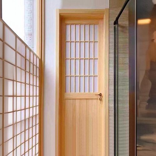 实木卫生间门卧室门定制室内门中式门原木风格子门长虹玻璃单开门 - 图1