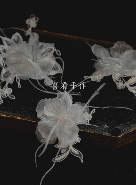 手作高端珠绣分体小头纱