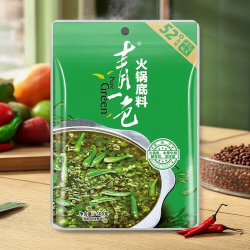 重庆德庄青一色火锅底料300g*3袋藤椒青花椒麻椒麻辣水煮鱼调料包 - 图3