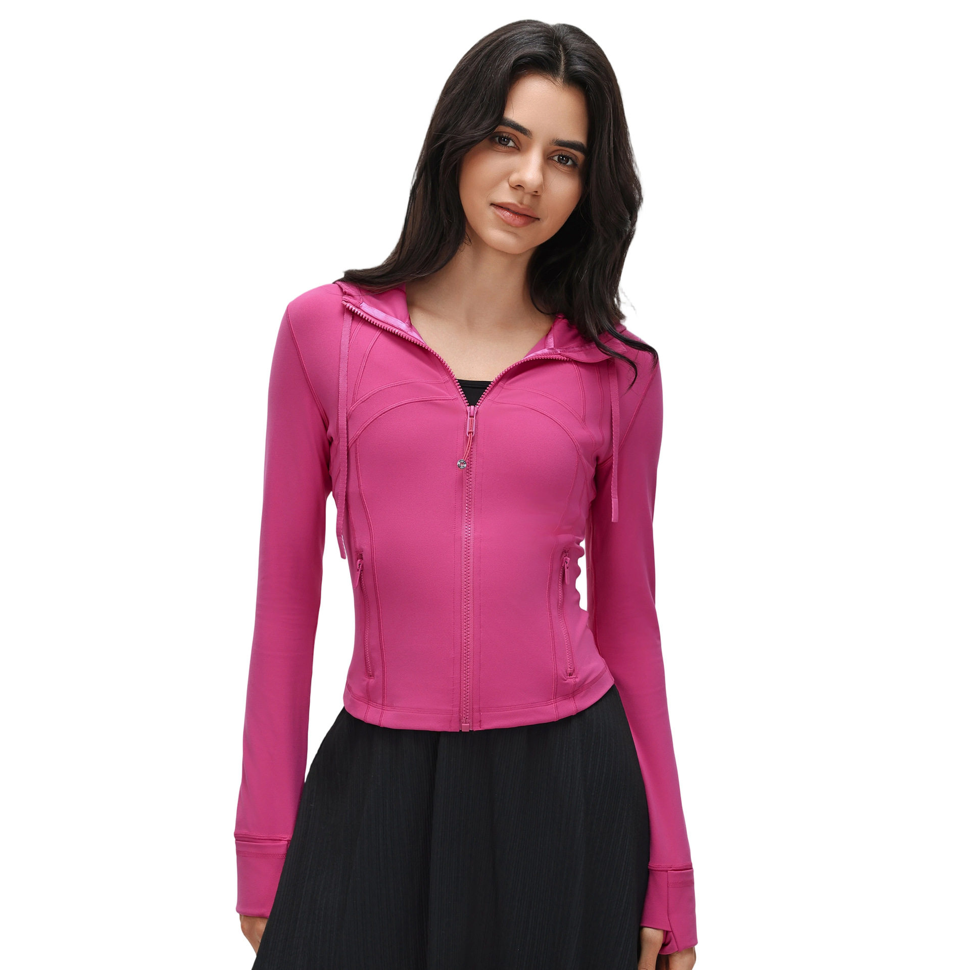 新款防风连帽抽绳瑜伽服女短款收腰显瘦跑步健身夹克外套长袖休闲,淘宝优惠券,粉丝福利购,淘宝优惠卷