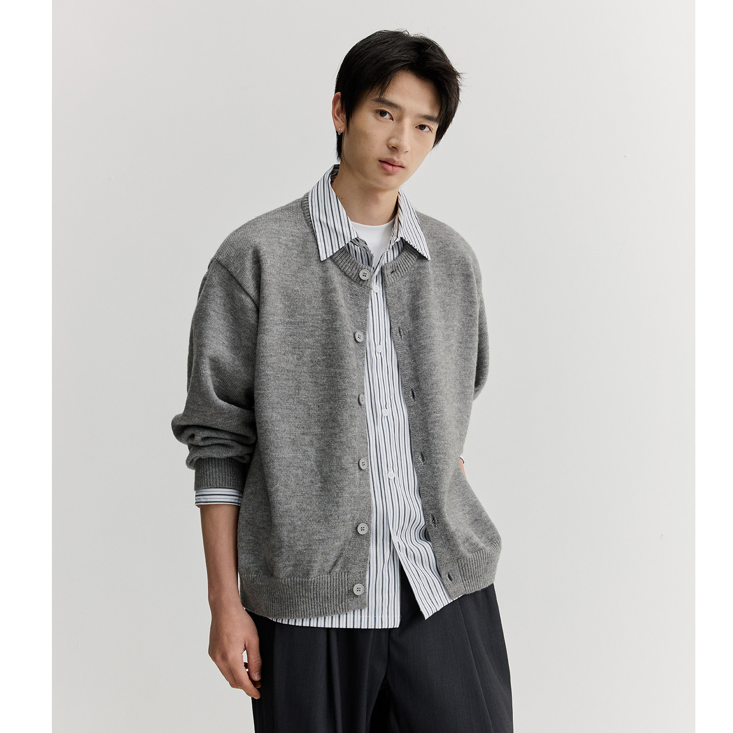 VMCL老钱风衬衫假两件薄毛衣针织衫休闲开衫男女26SS vermicelli