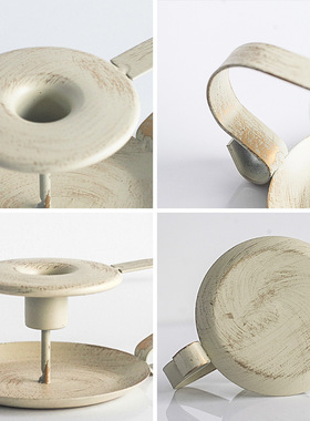 跨境复古黑色铁艺烛台美式餐桌金属家居装饰品摆件蜡烛台工艺桌面