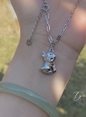 14k包金柴犬银吊坠16k包金项链