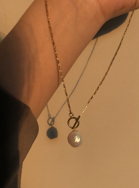 TYUSHA厚实搭扣14K包金珍珠项链