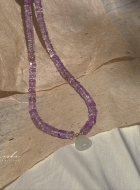 TYUSHA天然紫水晶和田玉佛公项链