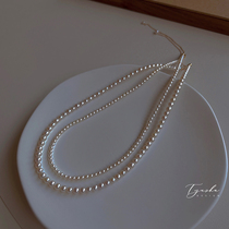 Tyusha positive round extremely light baby natural pearl necklace comparable to akoya classic with pearl string chain lock bone chain